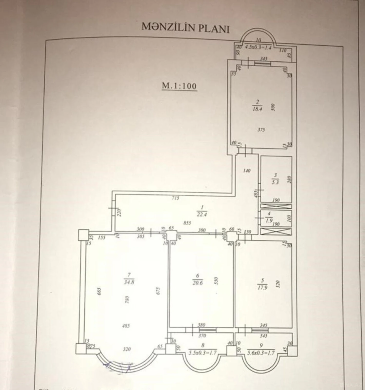 Satılır 3 otaqlı mənzil 137 m²