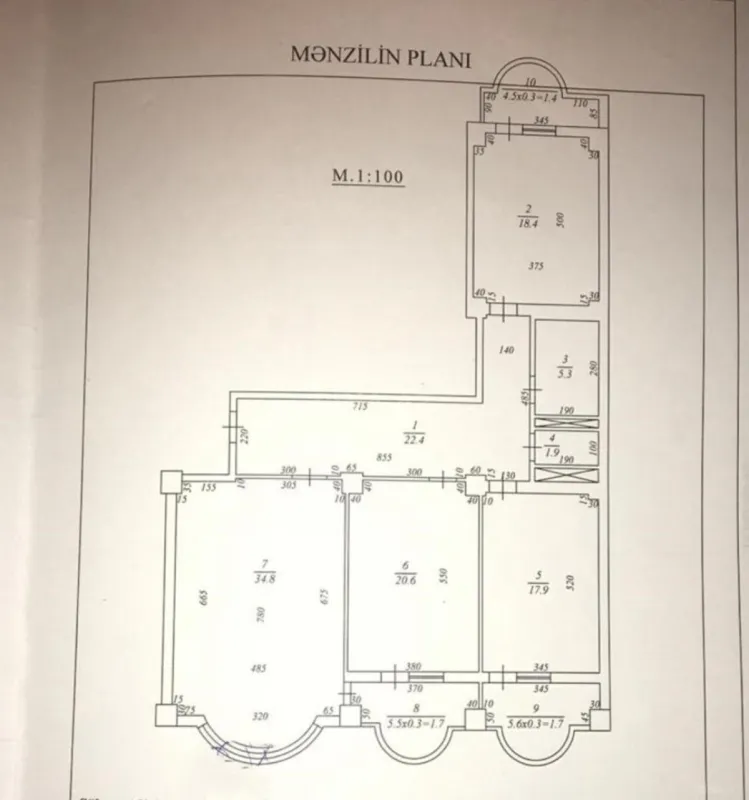 Satılır 3 otaqlı mənzil 137 m²