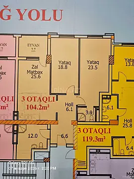 Satılır 3 otaqlı mənzil 104 m²