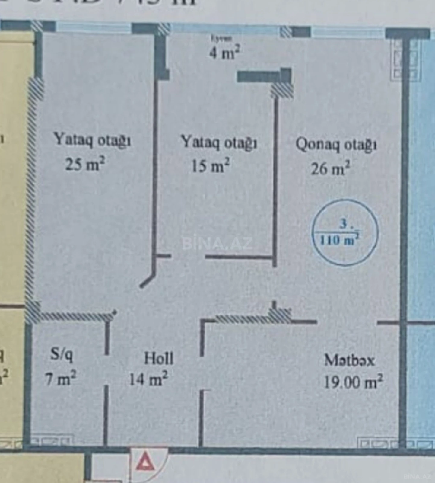 Satılır 3 otaqlı mənzil 110 m²