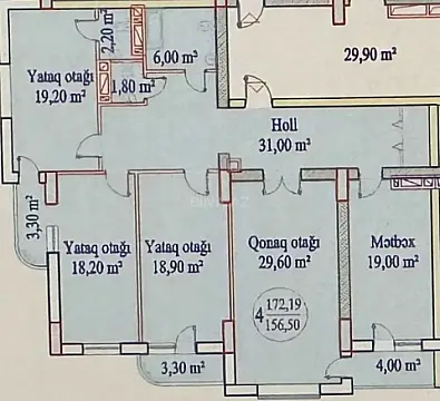 Satılır 4 otaqlı mənzil 173 m²