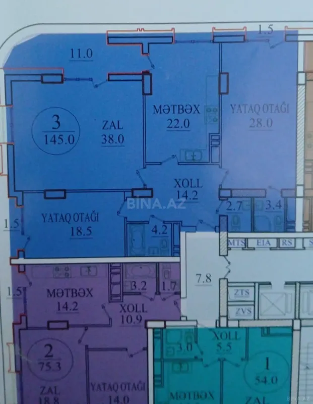 Satılır 3 otaqlı mənzil 148 m²