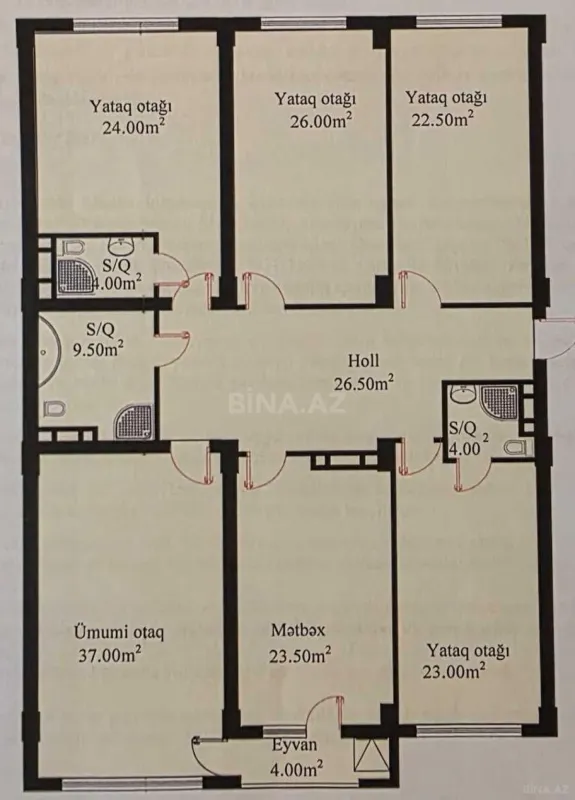 Satılır 5 otaqlı mənzil 204 m²