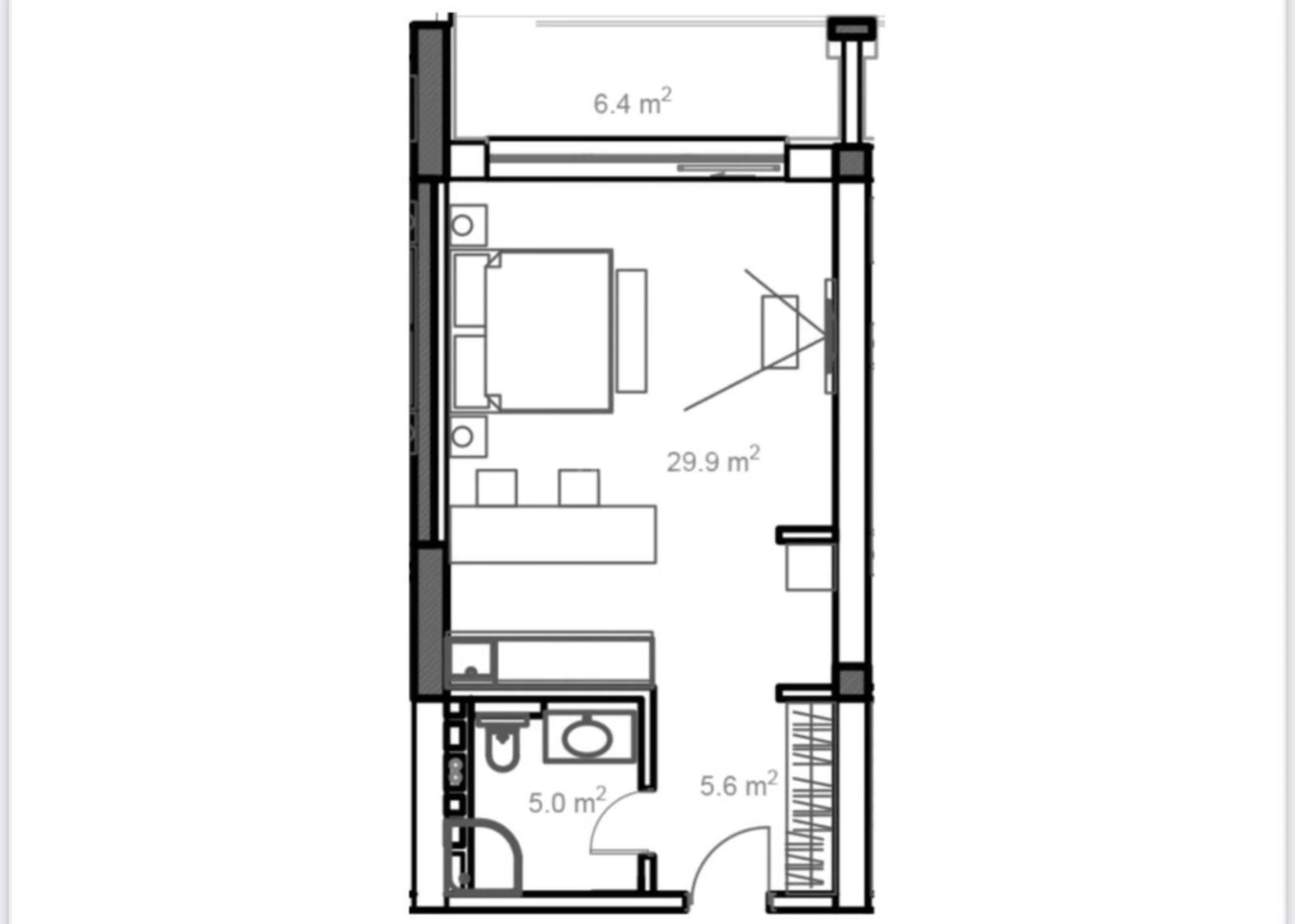 Satılır 1 otaqlı mənzil 57 m²