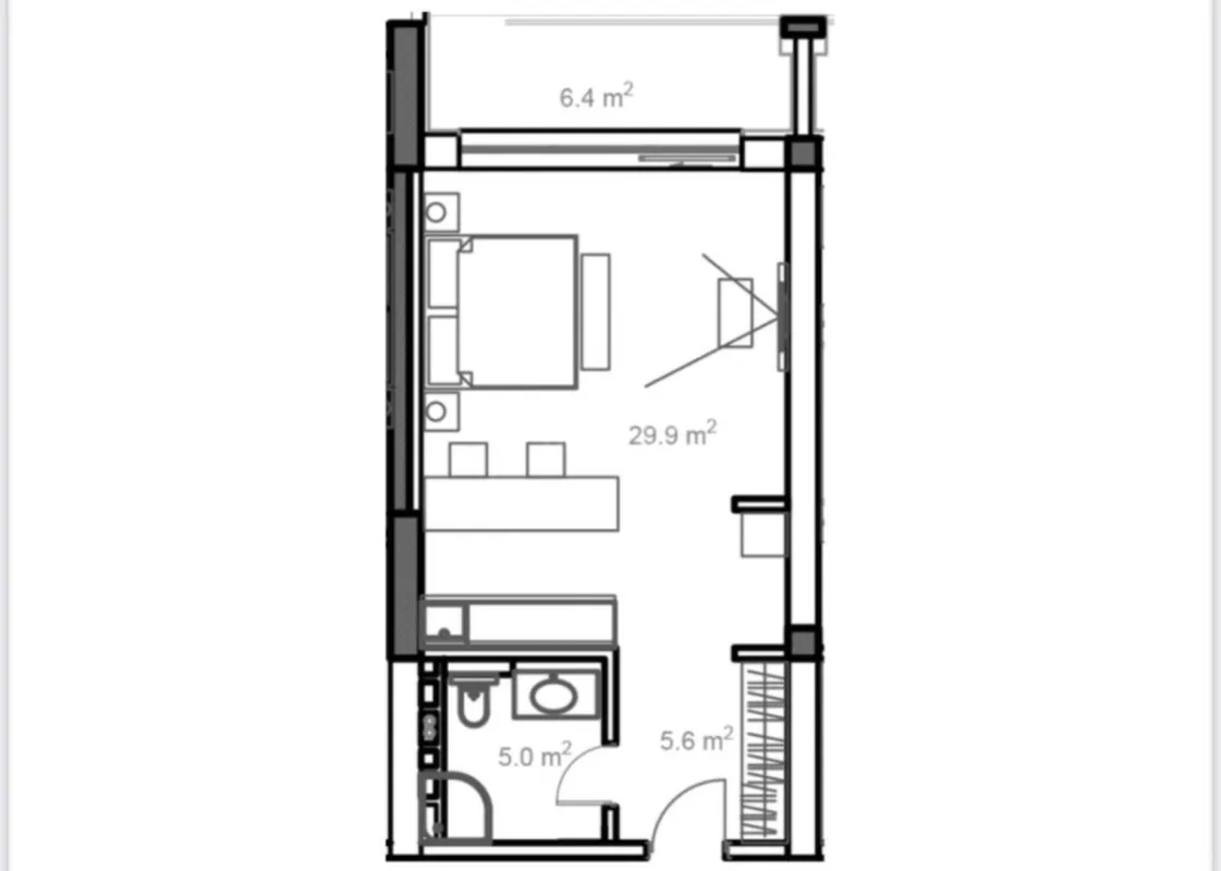 Satılır 1 otaqlı mənzil 57 m²