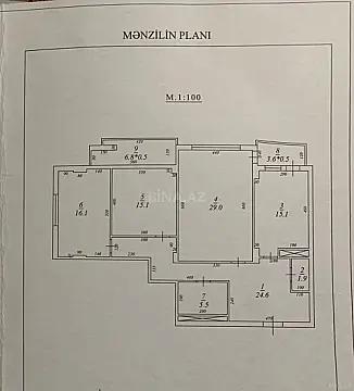 Satılır 3 otaqlı mənzil 120 m²