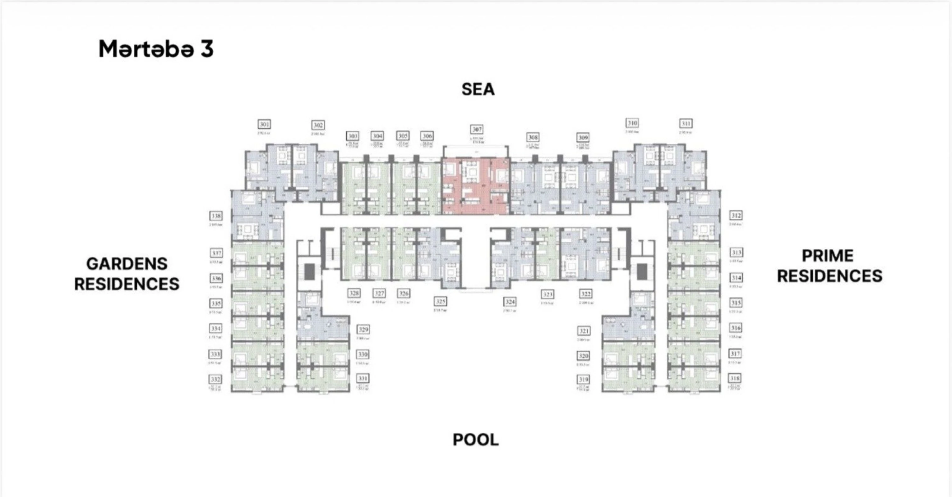 Satılır 1 otaqlı mənzil 52 m²