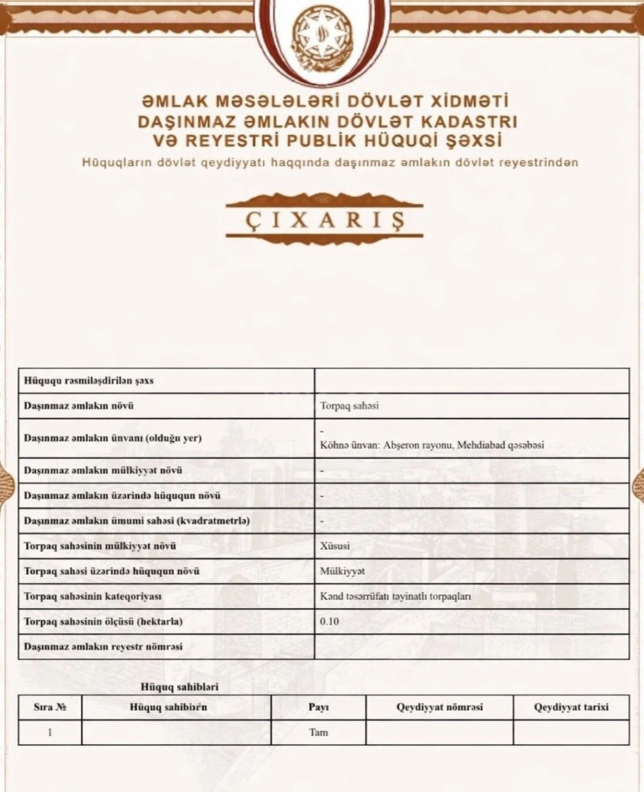 Satılır torpaq sahəsi 12 m²