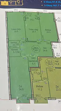 Satılır 3 otaqlı mənzil 161.7 m²