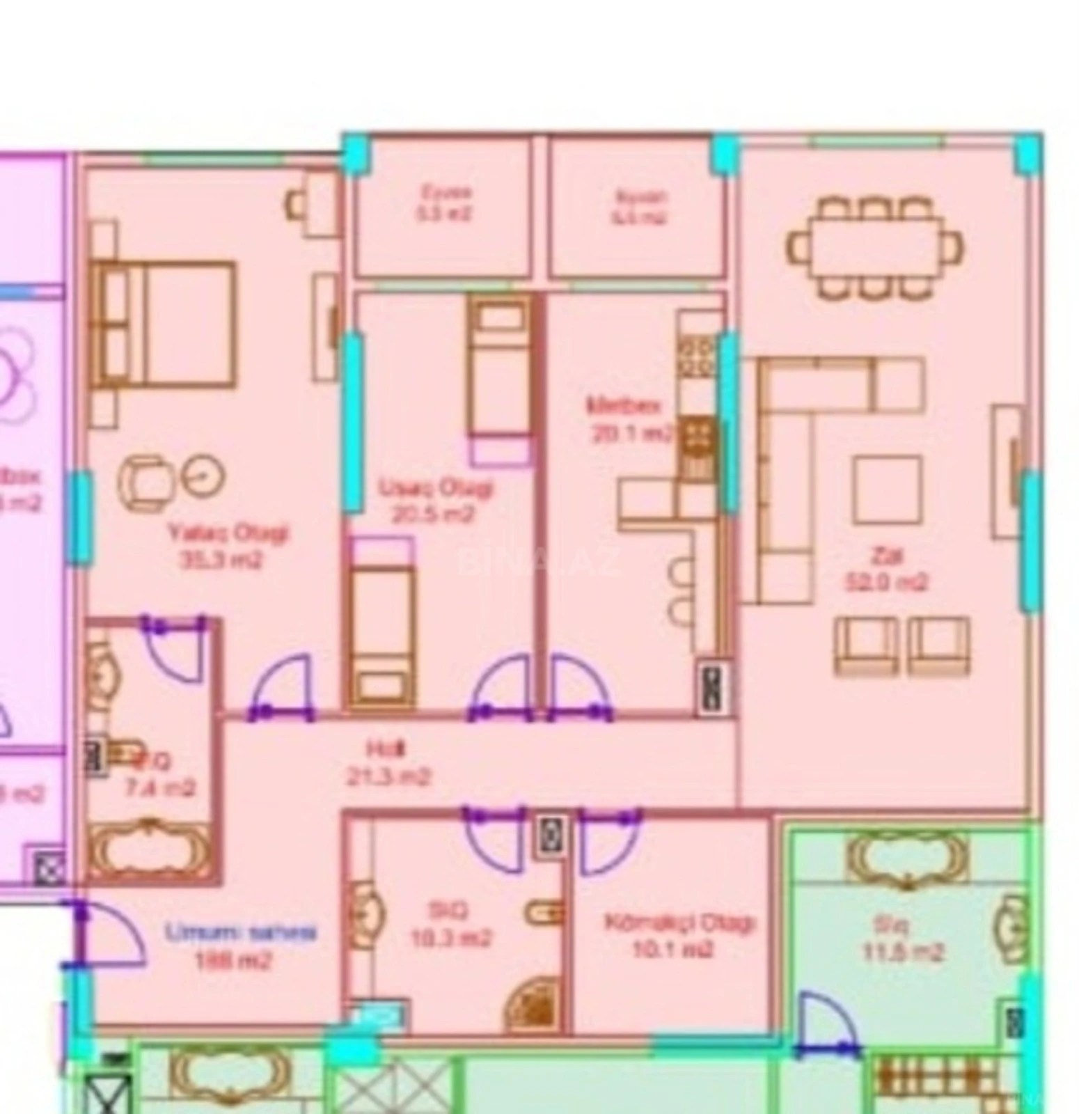 Satılır 3 otaqlı mənzil 188 m²