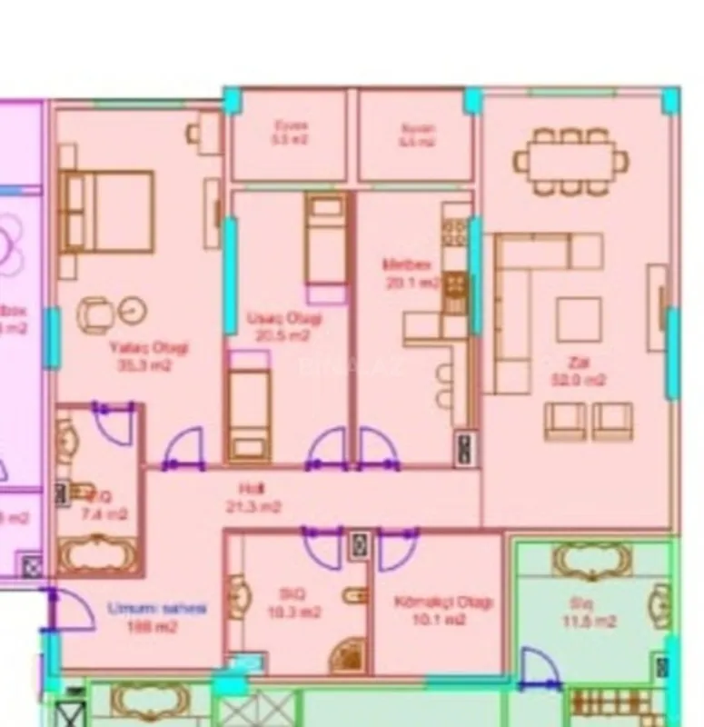 Satılır 3 otaqlı mənzil 188 m²