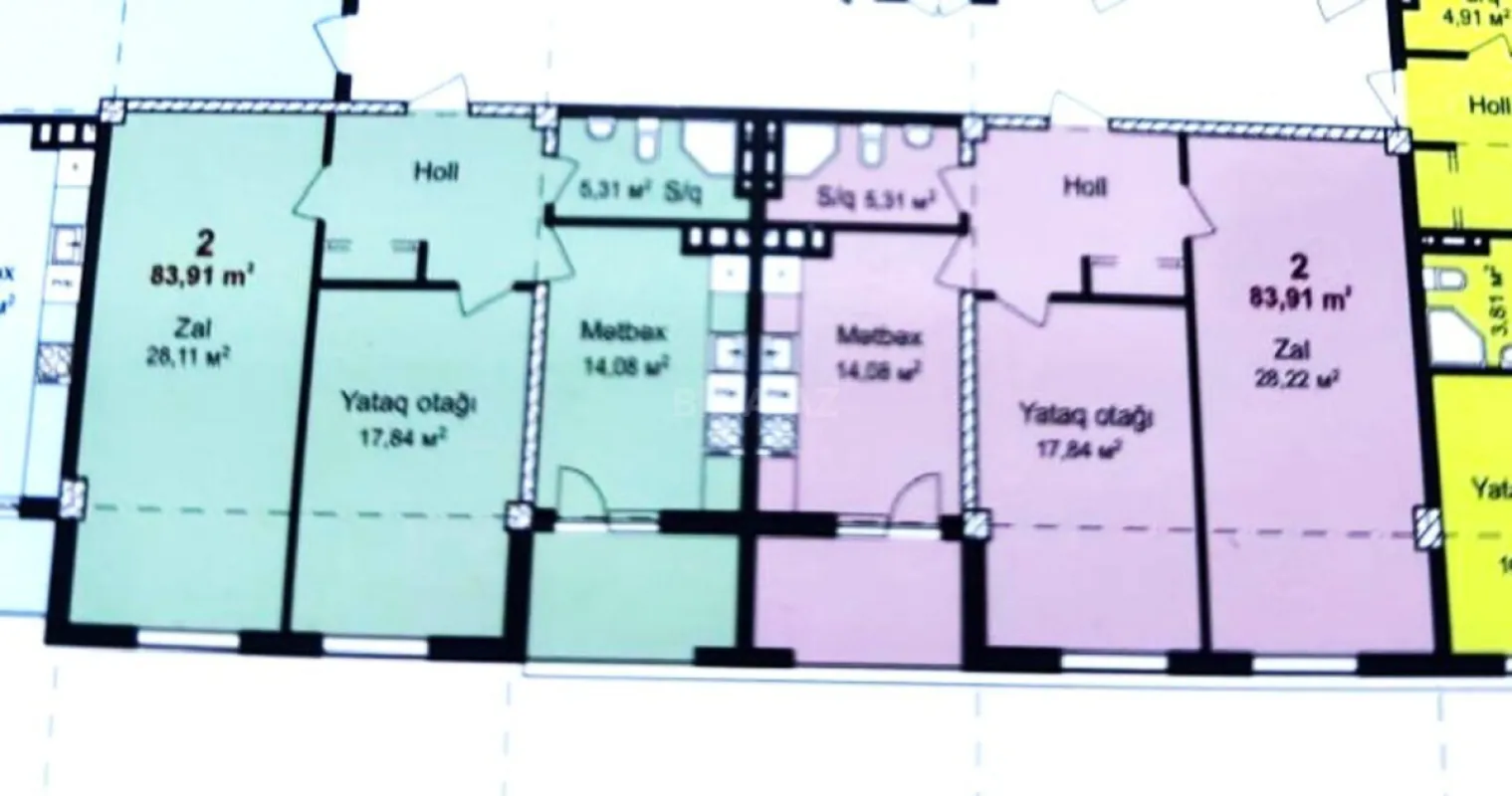 Satılır 3 otaqlı mənzil 84 m²