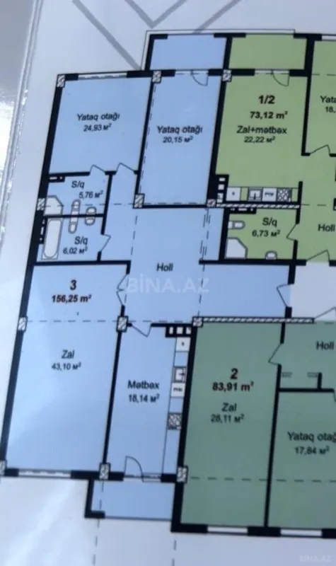 Satılır 3 otaqlı mənzil 157 m²