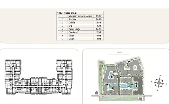 Satılır 2 otaqlı mənzil 86 m²
