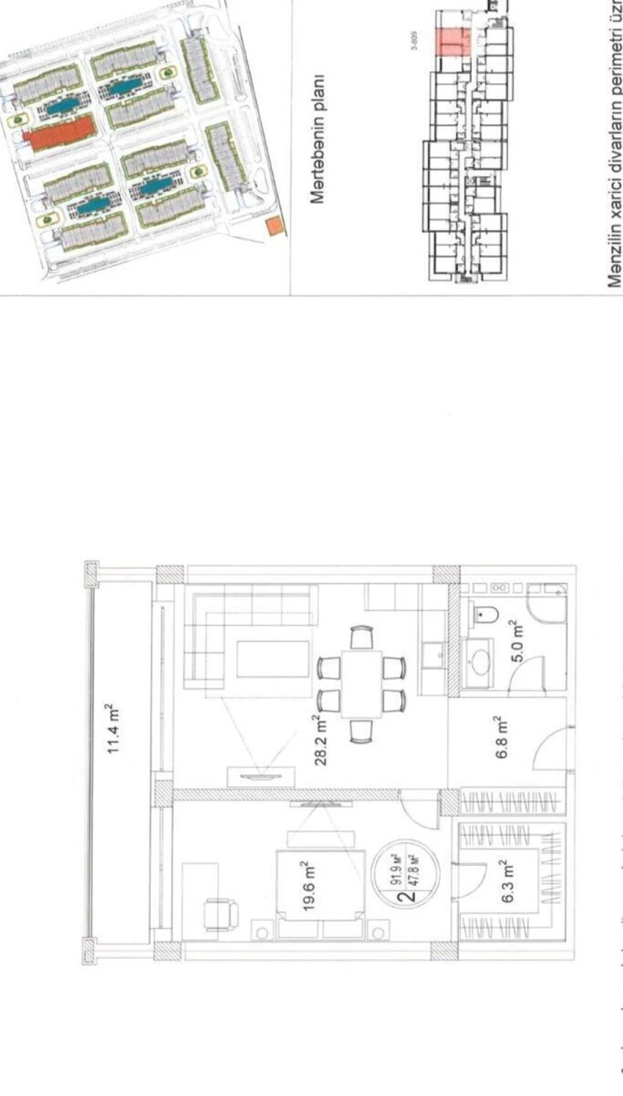 Satılır 3 otaqlı mənzil 92 m²