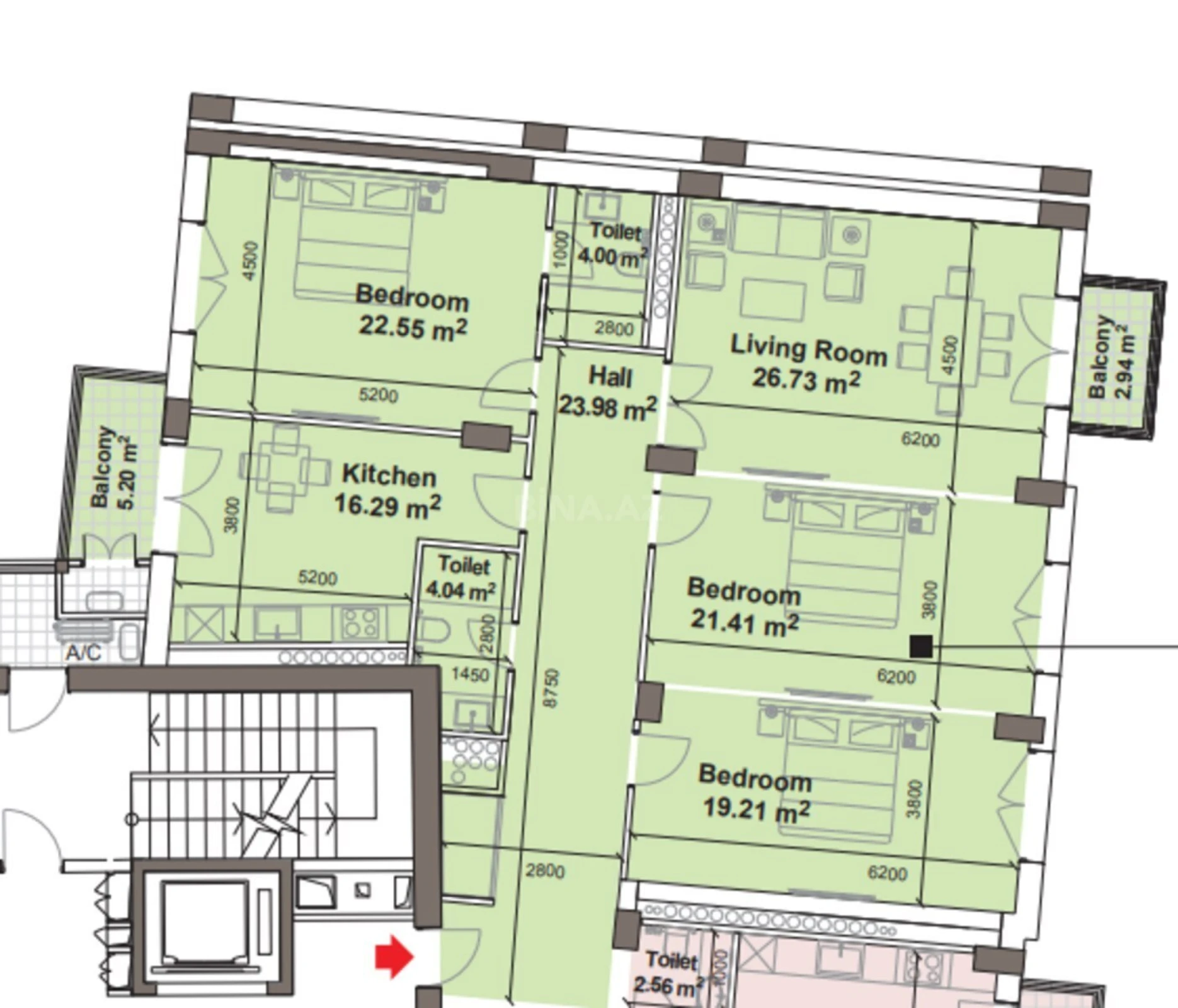 Satılır 4 otaqlı mənzil 152.6 m²