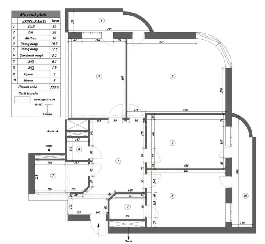 Satılır 3 otaqlı mənzil 142 m²