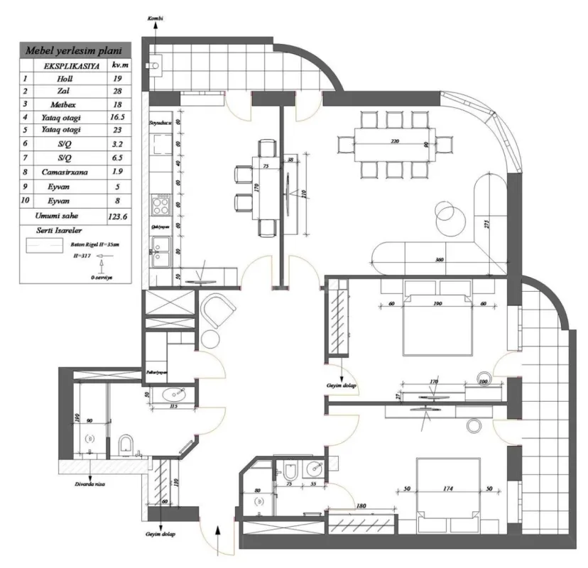 Satılır 3 otaqlı mənzil 142 m²