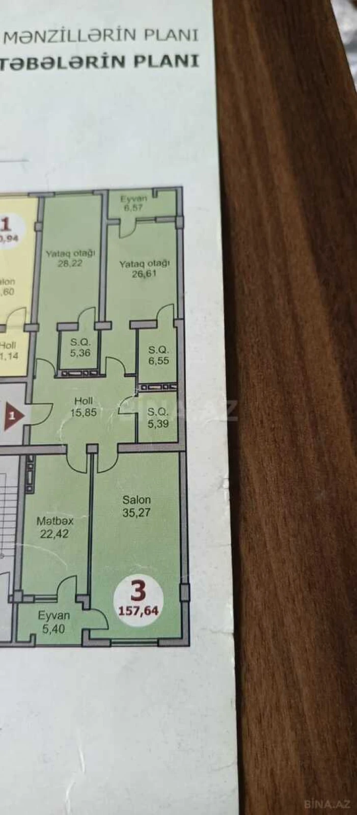 Satılır 3 otaqlı mənzil 157 m²