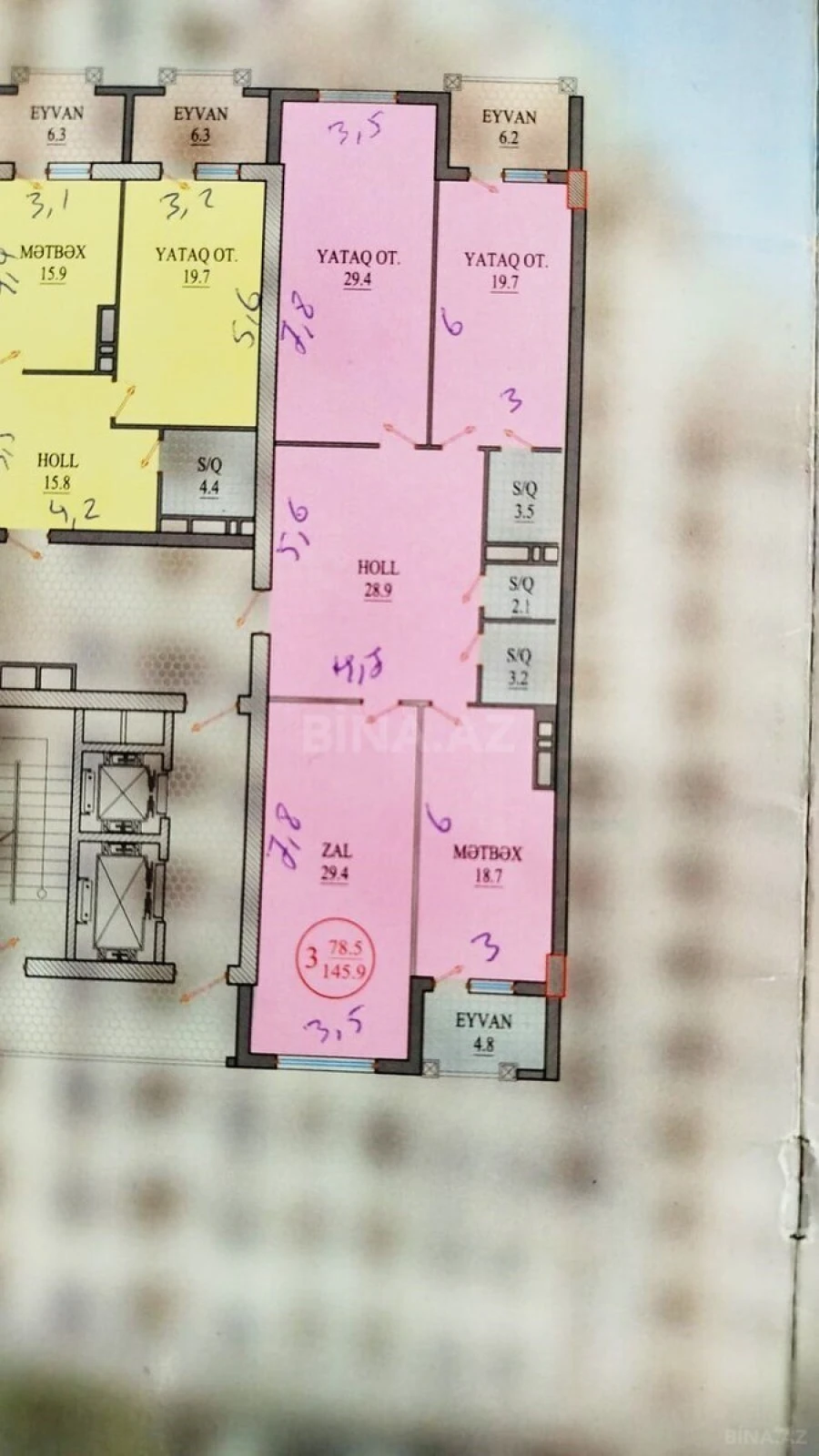 Satılır 3 otaqlı mənzil 149 m²