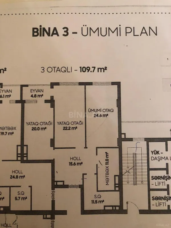 Satılır 3 otaqlı mənzil 110 m²