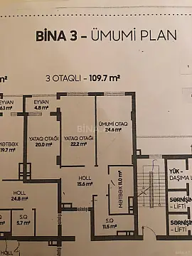 Satılır 3 otaqlı mənzil 110 m²