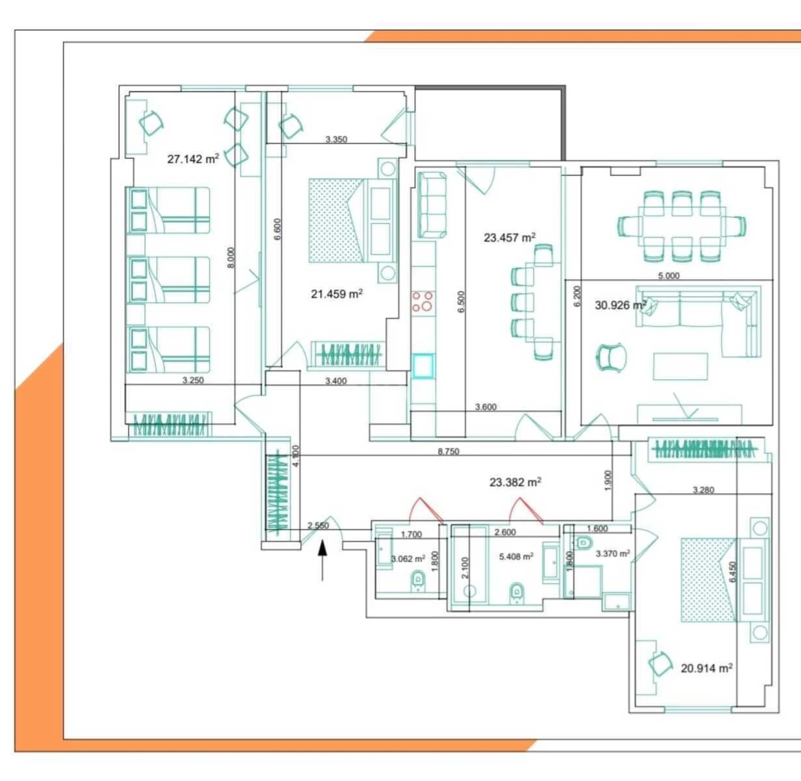 Satılır 4 otaqlı mənzil 176 m²