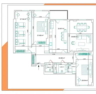Satılır 4 otaqlı mənzil 176 m²
