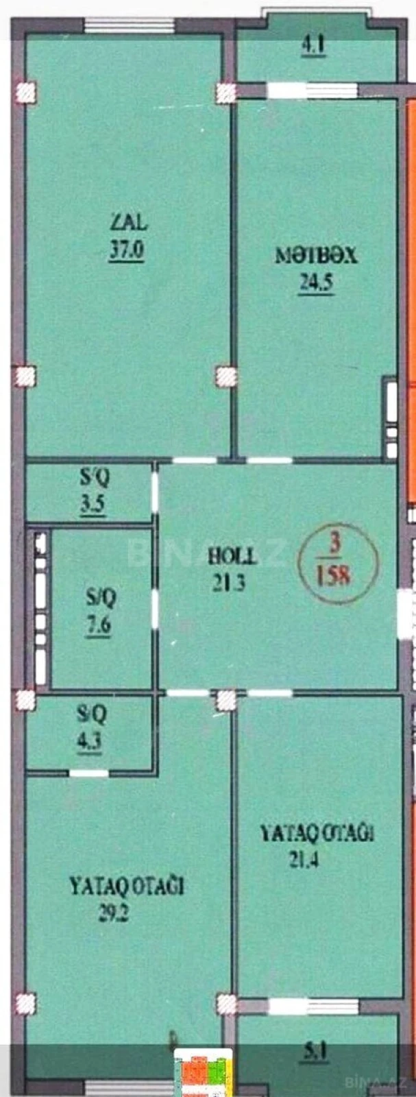 Satılır 3 otaqlı mənzil 165 m²