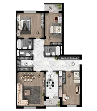 Satılır 4 otaqlı mənzil 181.7 m²
