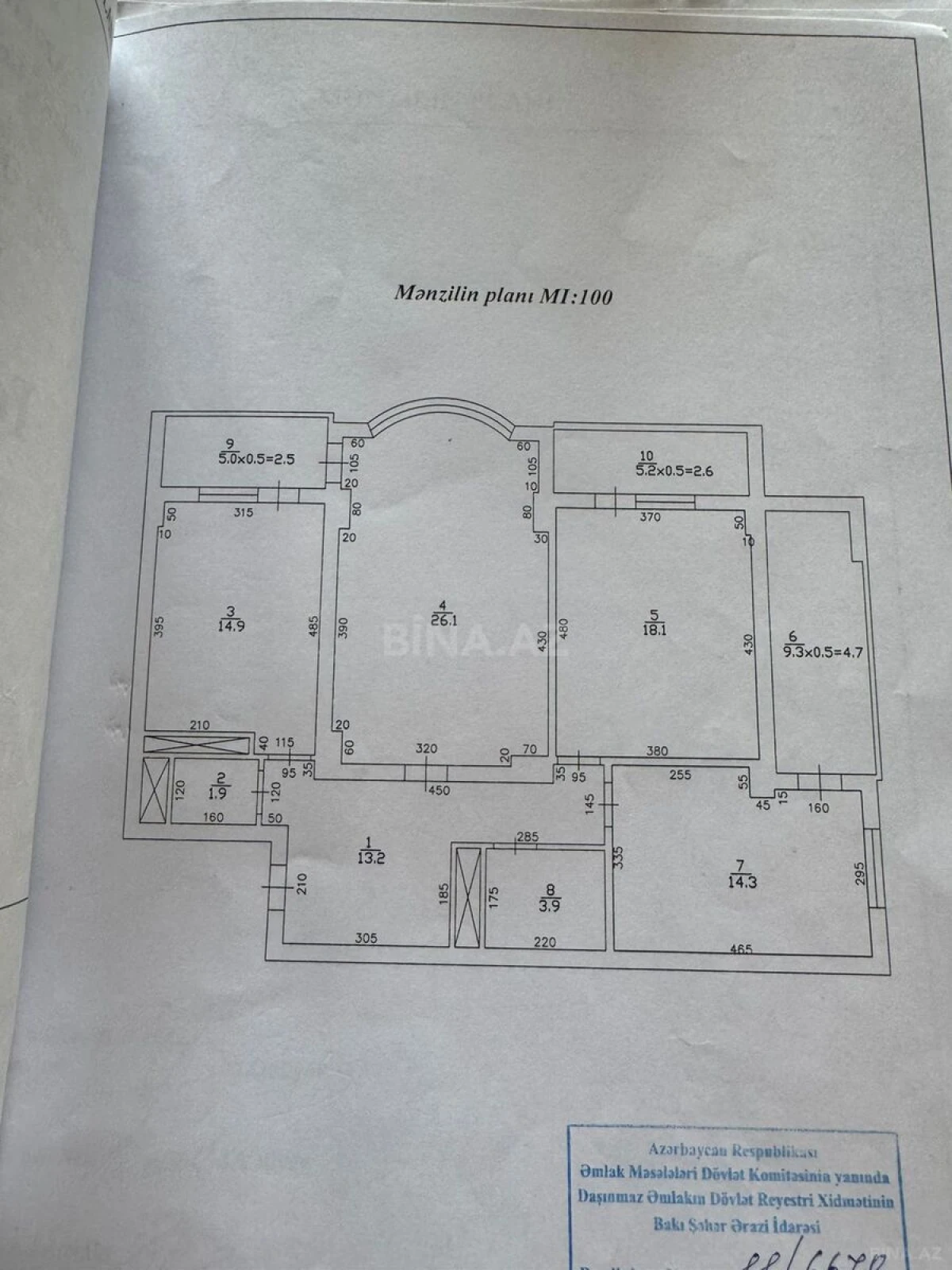 Satılır 3 otaqlı mənzil 122 m²