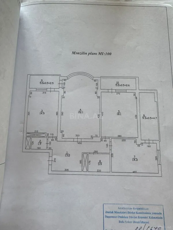 Satılır 3 otaqlı mənzil 122 m²