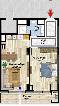 Satılır 2 otaqlı mənzil 71 m²