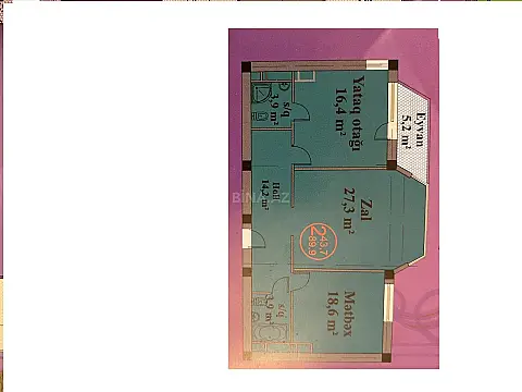 Satılır 2 otaqlı mənzil 90 m²