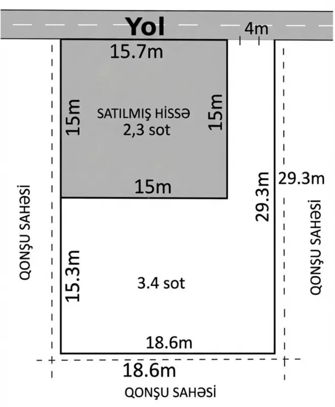 Satılır torpaq sahəsi 3.4 m²