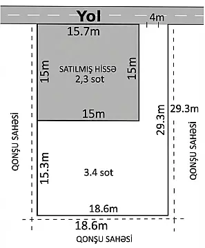 Satılır torpaq sahəsi 3.4 m²