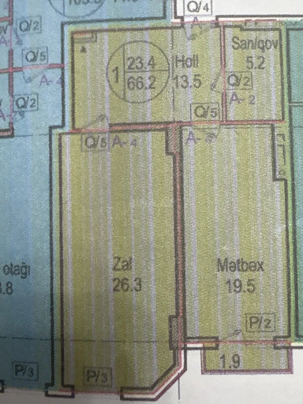 Satılır 1 otaqlı mənzil 66.2 m²