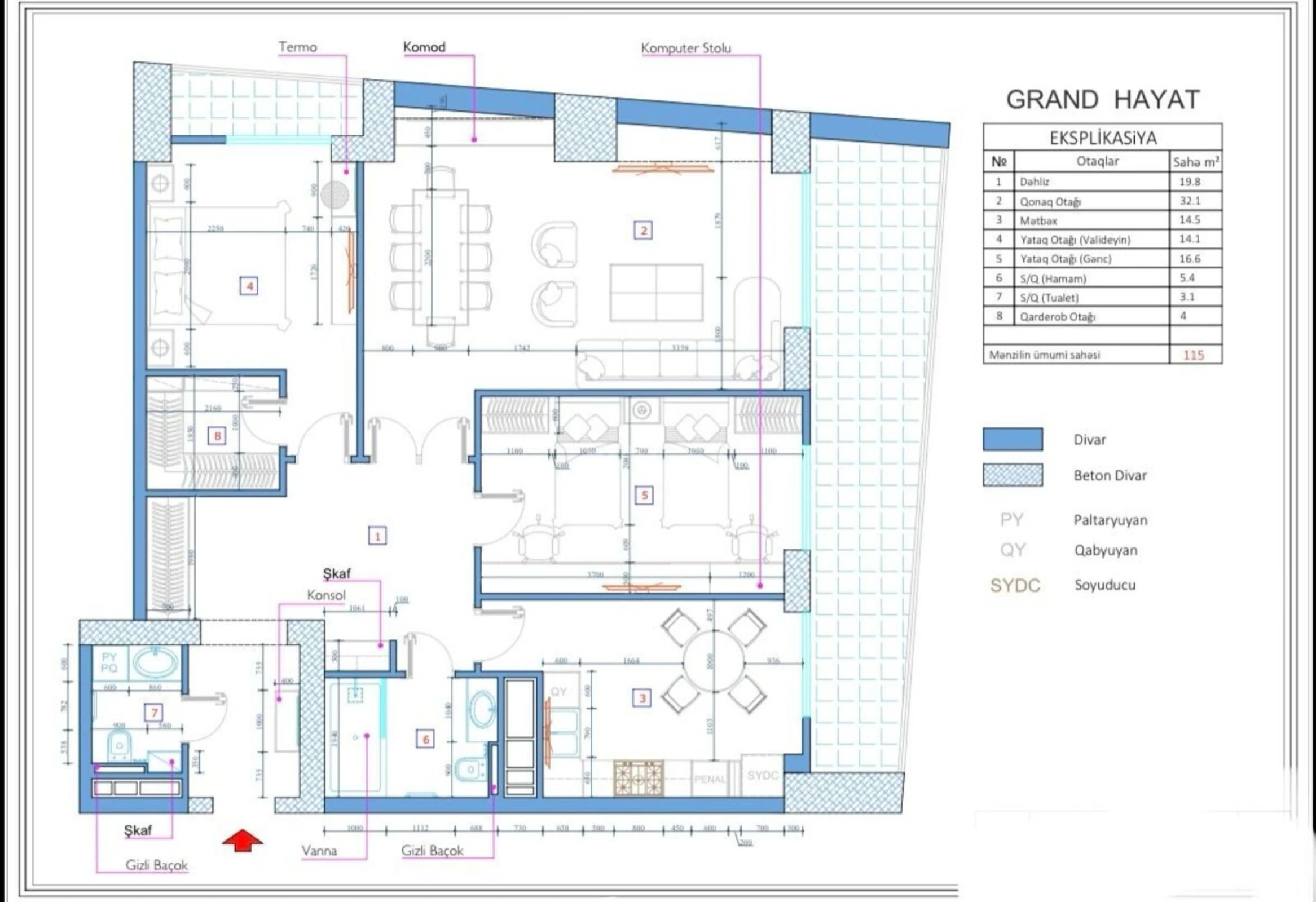 Satılır 3 otaqlı mənzil 148 m²