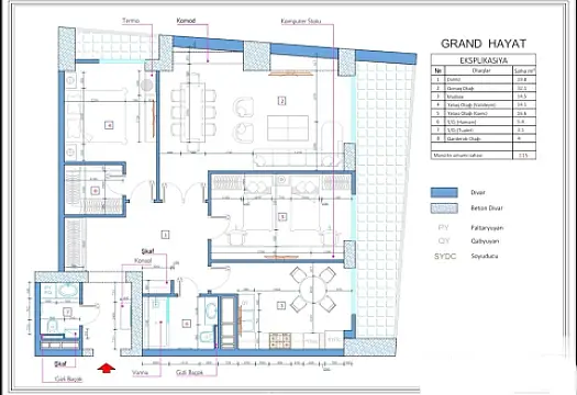 Satılır 3 otaqlı mənzil 148 m²