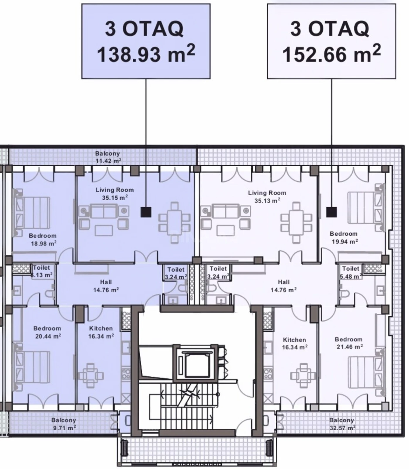 Satılır 3 otaqlı mənzil 139 m²
