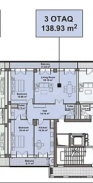 Satılır 3 otaqlı mənzil 139 m²