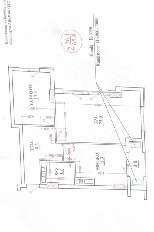 Satılır 2 otaqlı mənzil 66 m²
