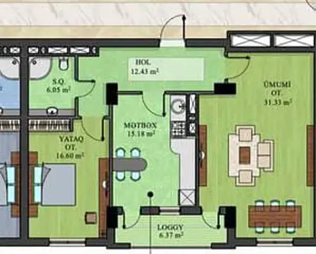 Satılır 2 otaqlı mənzil 88 m²