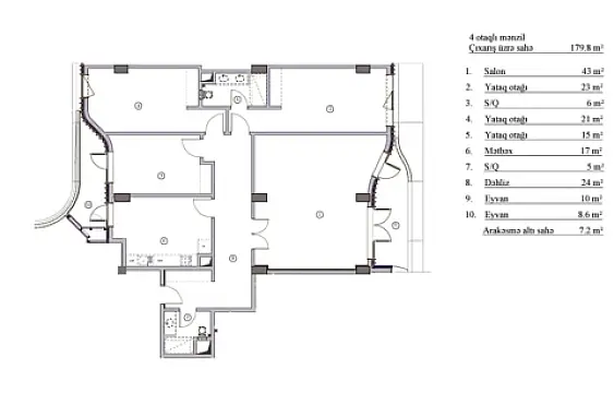 Satılır 4 otaqlı mənzil 180 m²