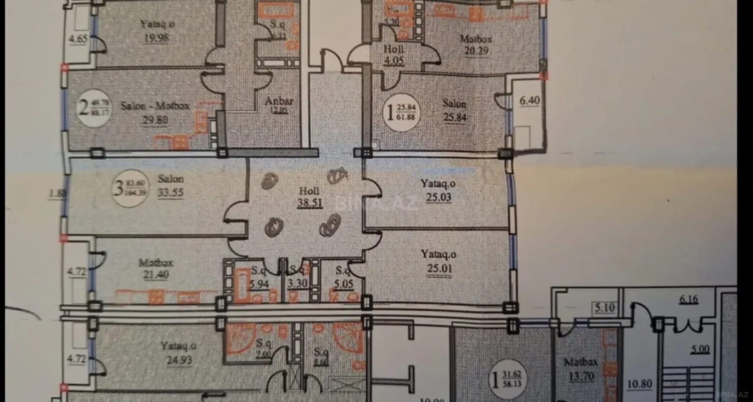 Satılır 3 otaqlı mənzil 164.4 m²