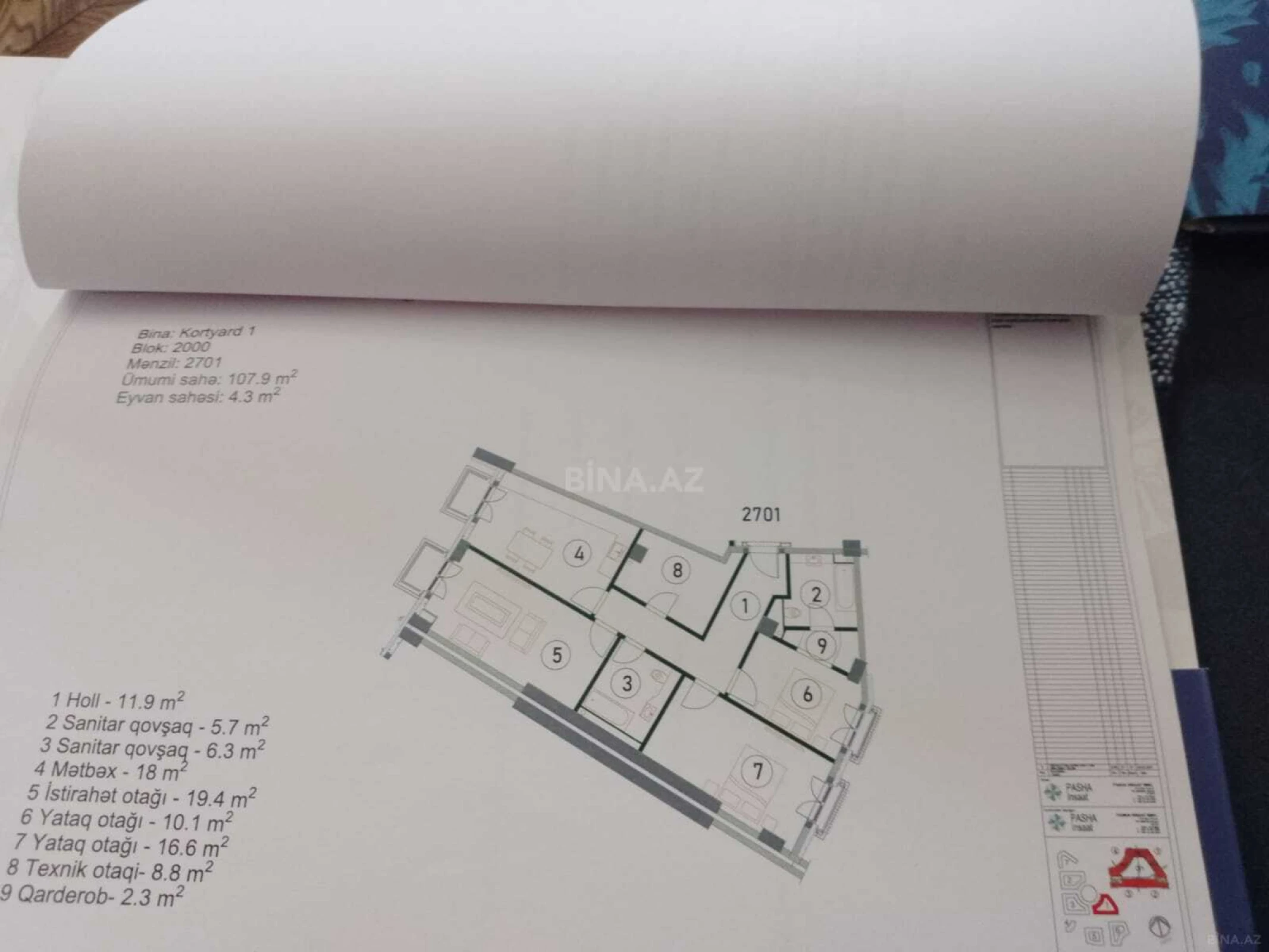 Satılır 3 otaqlı mənzil 112.2 m²