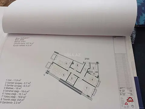 Satılır 3 otaqlı mənzil 112.2 m²