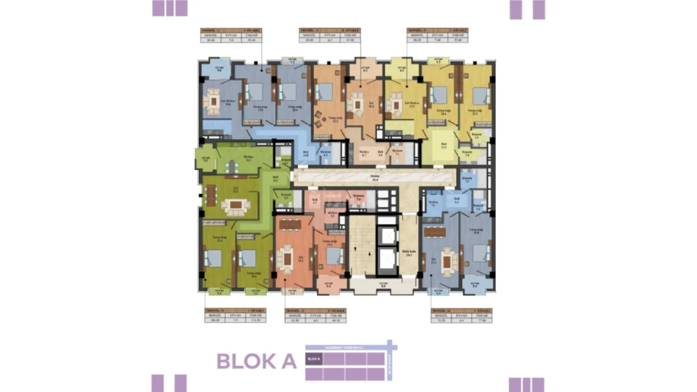 Satılır 3 otaqlı mənzil 95.6 m²