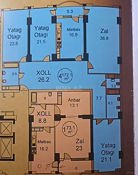 Satılır 4 otaqlı mənzil 172 m²