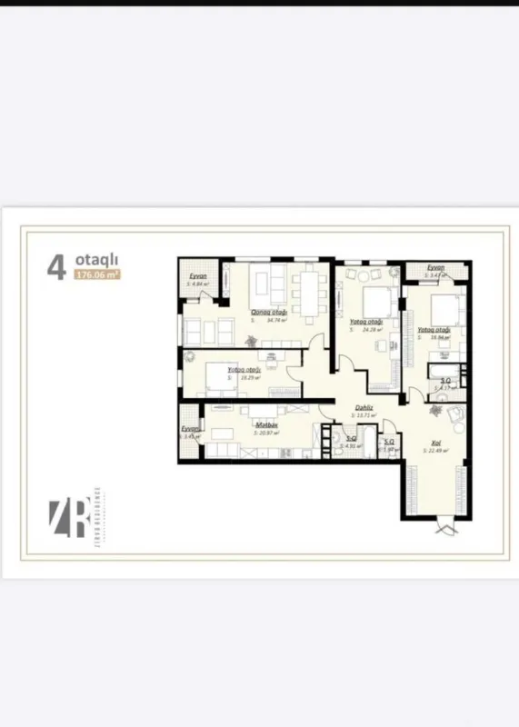 Satılır 4 otaqlı mənzil 170 m²